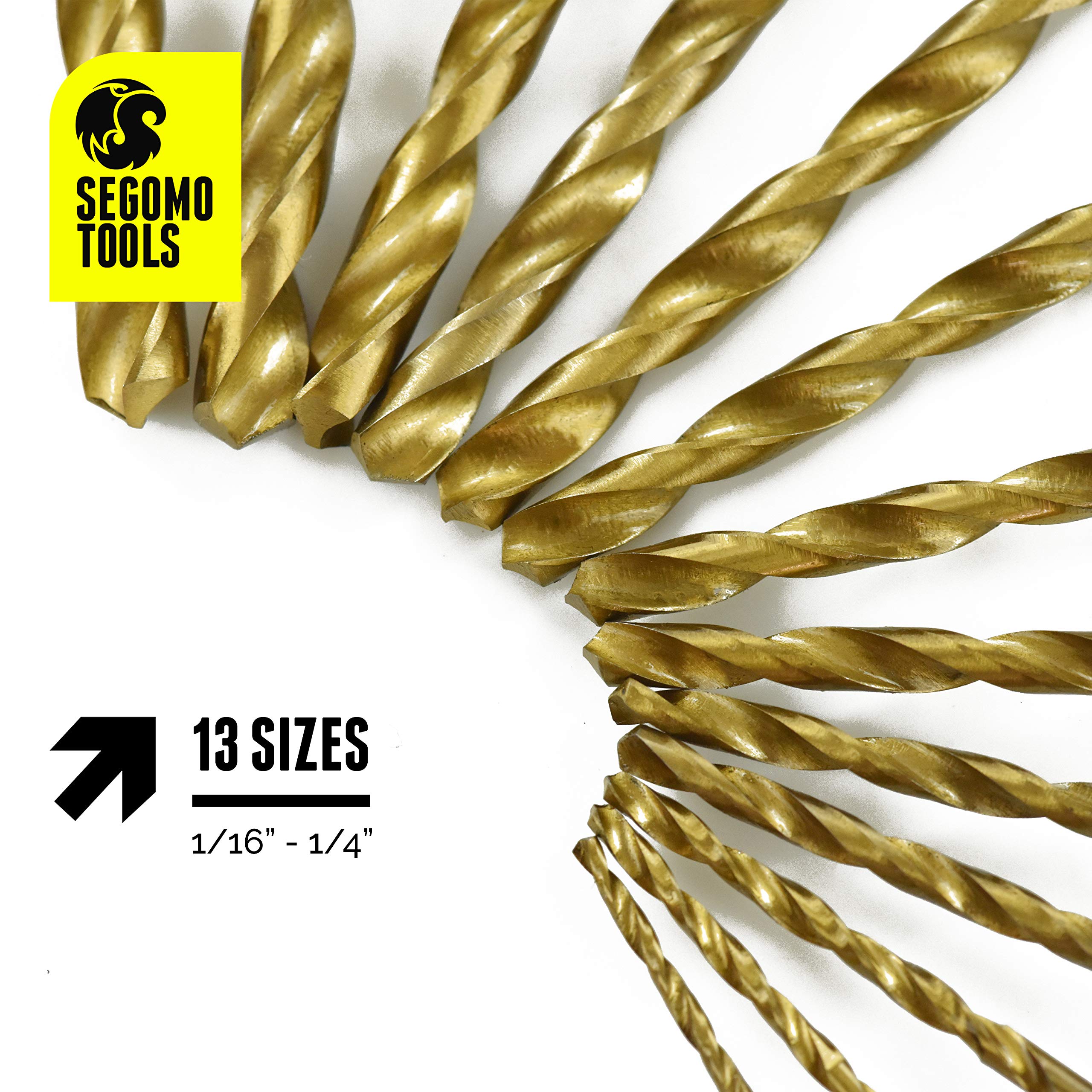 Segomo Tools 13 Piece 1/4 Inch Hex Shank Titanium Twist Impact